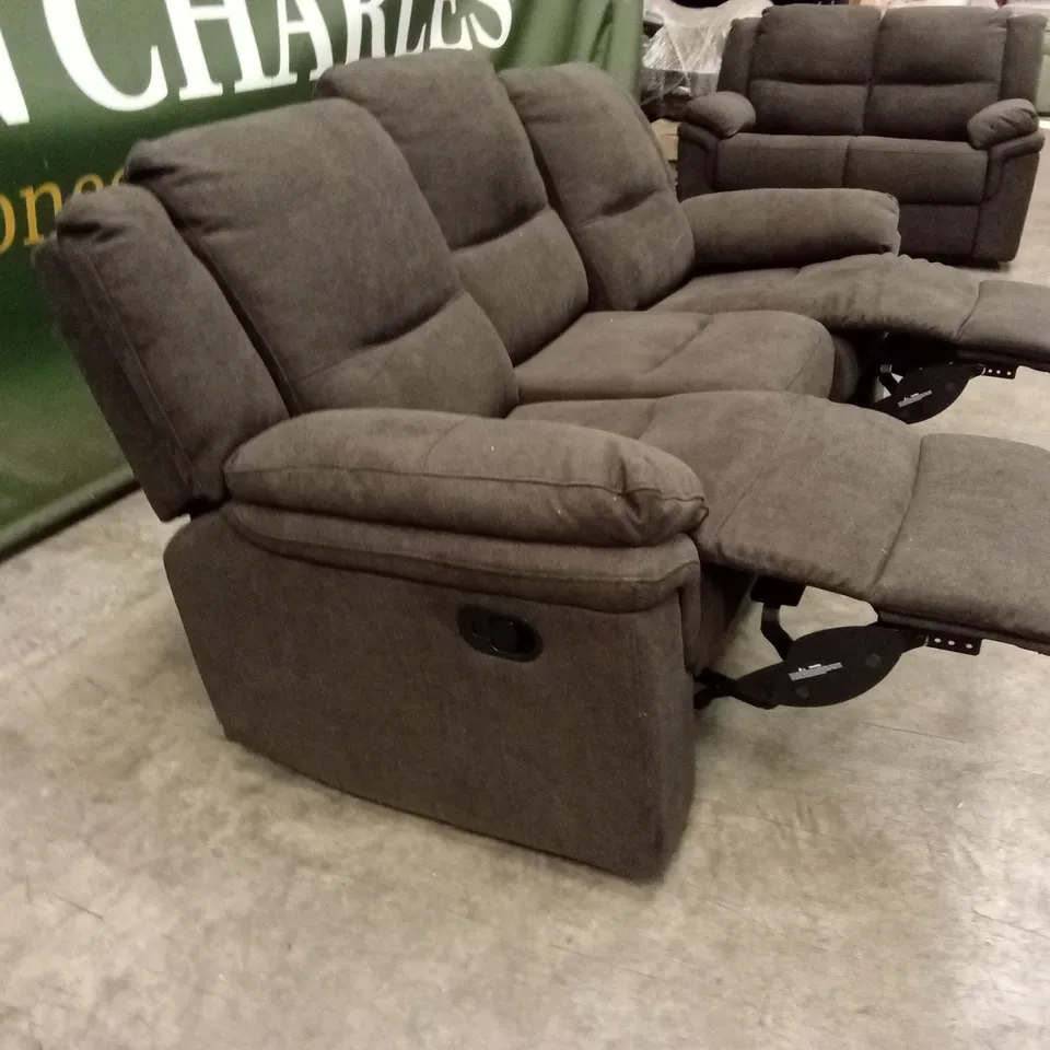 ALBION CHENILLE 3 SEATER HIGH BACK MANUAL RECLINER SOFA - CHARCOAL RRP £679