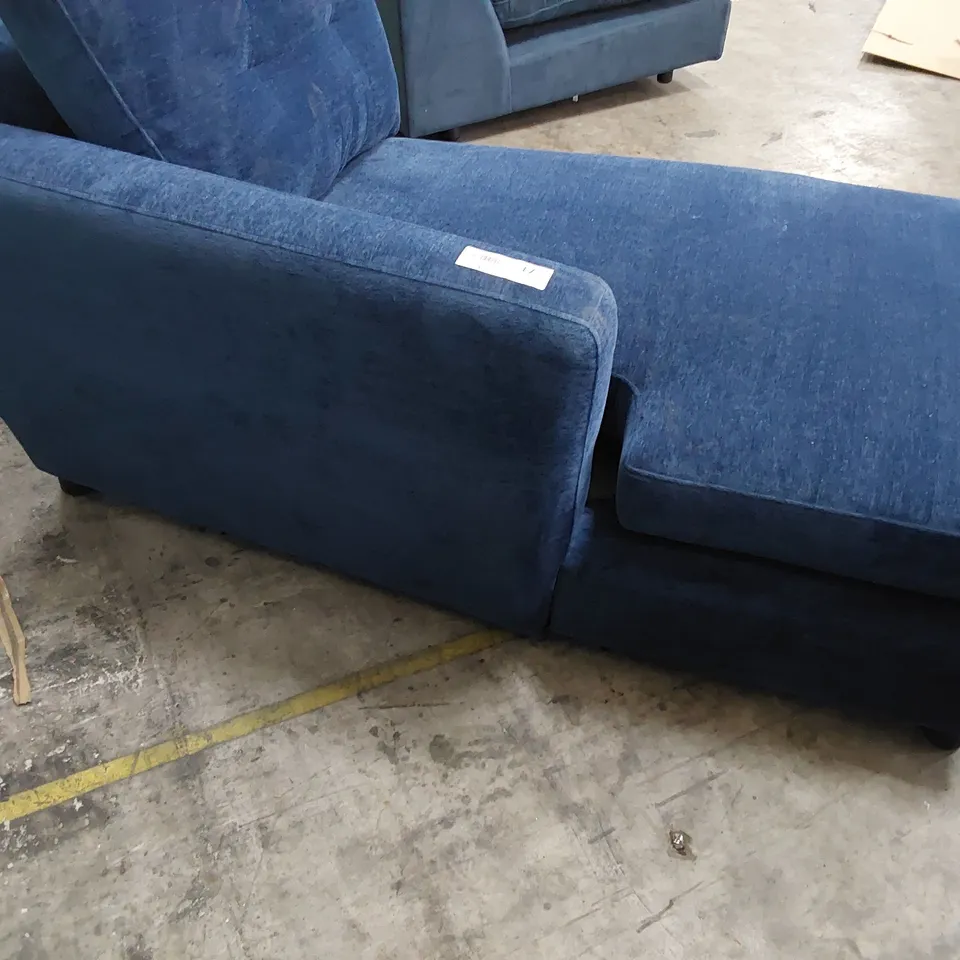 QUALITY BRITISH DESIGNER LOUNGE Co. HOLLY CHAISE SECTION BLUE PLUSH FABRIC 