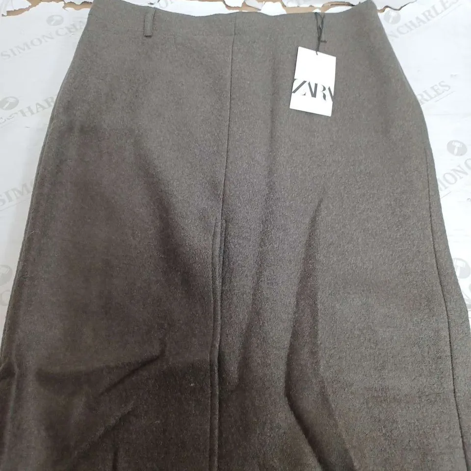 ZARA KHAKI LONG SKIRT - LARGE