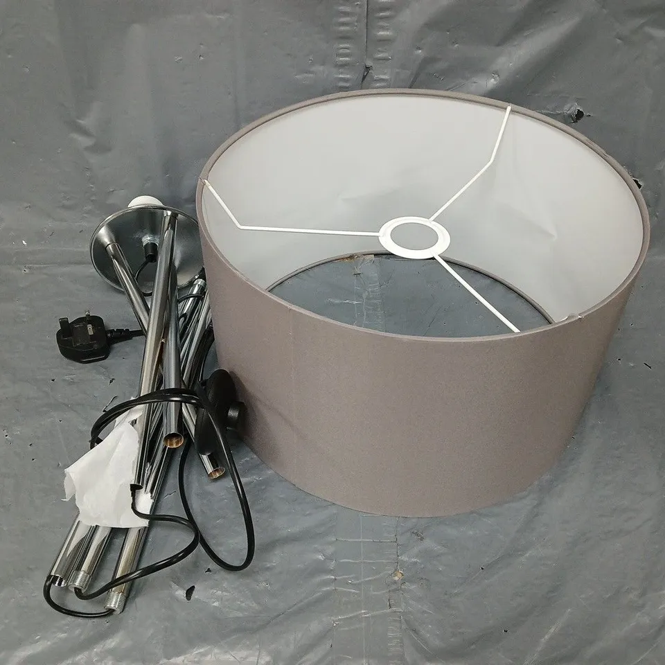 BOXED HABITAT TRIPOD FLOOR LAMP IN GREY AND CHROME