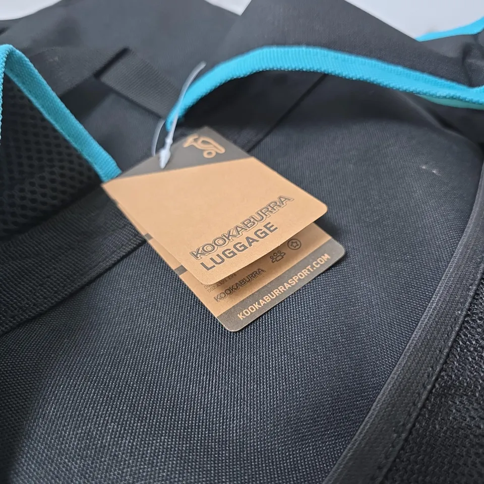 KOOKABURRA WHEELIE DUFFLE BAG – BLACK/TEAL (WD6000)
