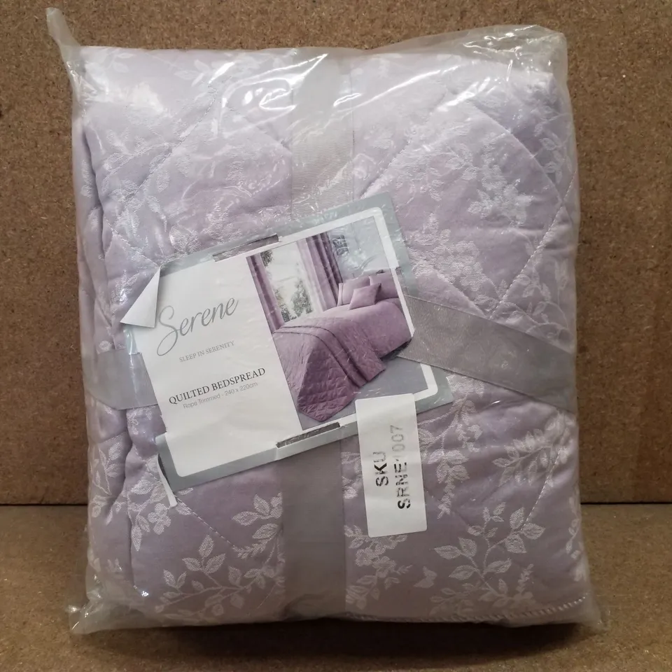 BRAND NEW SERENE MAUVE 240×220CM ROPE TRIMMED BEDSPREAD - EBONY