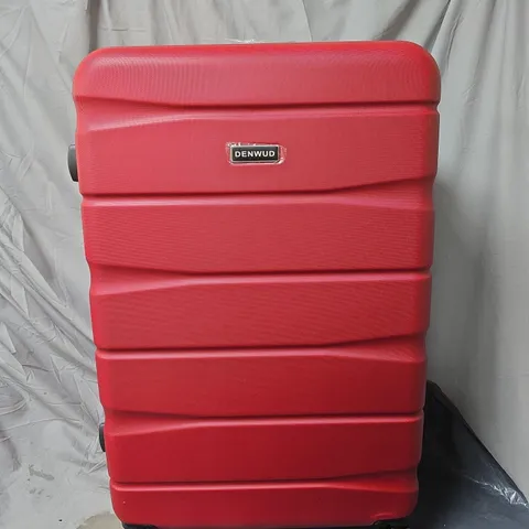 DENWUD RED HARD-SHELL SUITCASE WITH 4 SPINNER WHEELS