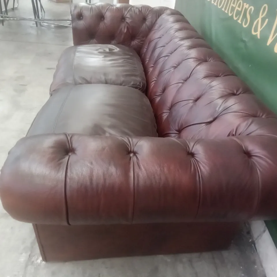 QUALITY DESIGNER 3 SEATER SOFA - BROWN LEATHER 