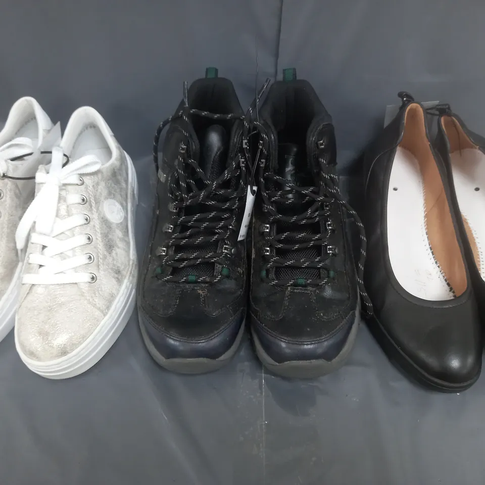 6 ASSORTED PAIRS OF SHOES IN VARIOUS STYLES, SIZES AND COLOURS