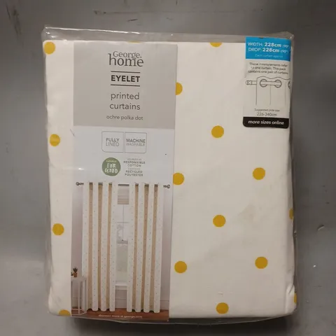 PALLET CONTAINING APPROXIMATELY 50 AS NEW POLKA DOT ON WHITE EYELET PRINTED CURTAINS - 228X228CM