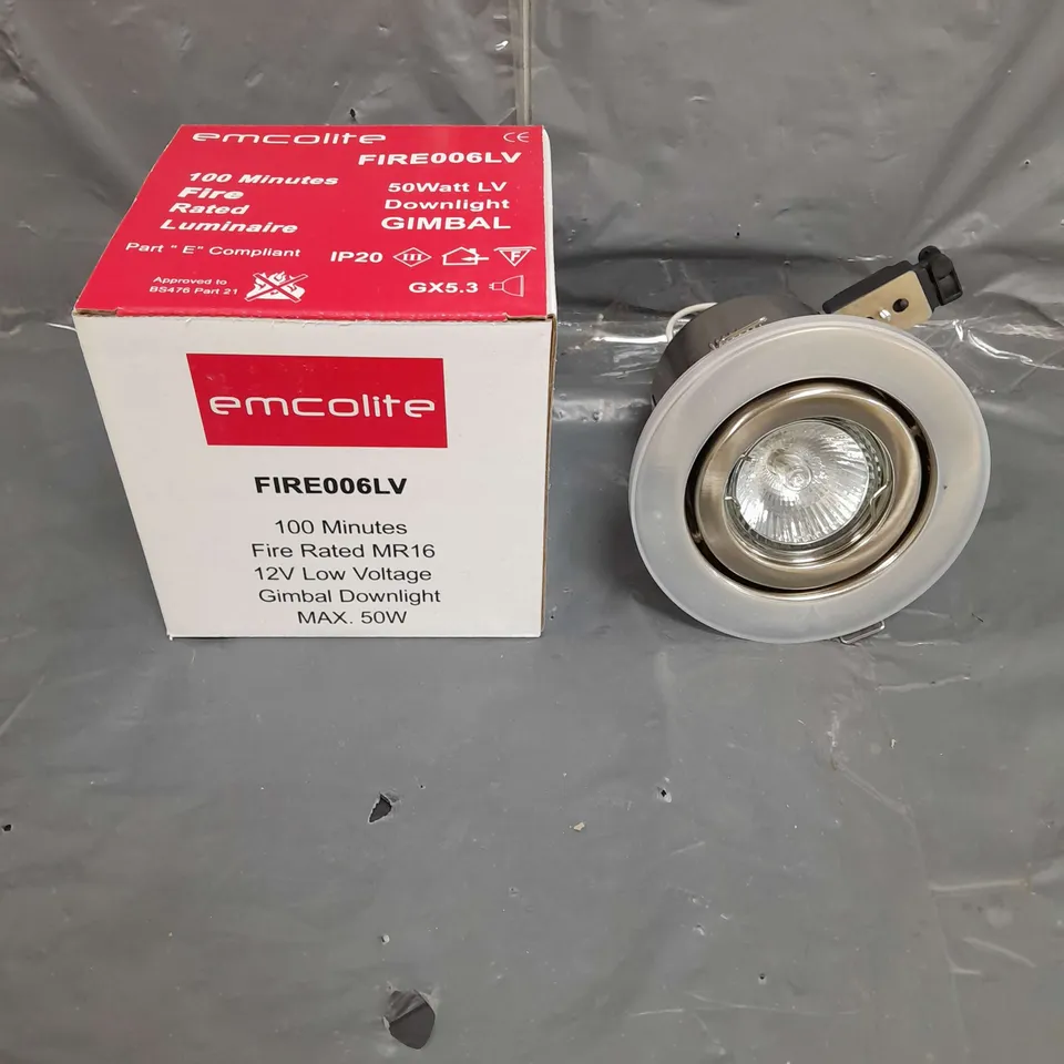 CAGE OF APPROXIMATELY 160 EMCOLITE GIMBAL DOWNLIGHTS IN SILVER FIRE006LV - COLLECTION ONLY