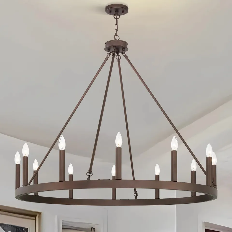 BOXED KRONLEUCHTER 12-FLAMMIG 12 LIGHT WAGON WHEEL CANDLE STYLE CHANDELIER