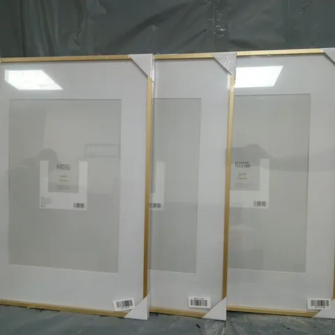 SET OF 3 PICTURE/PHOTO FRAMES W. GOLD FRAME (A2 WITHOUT MOUNT, A3 WITH MOUNT)