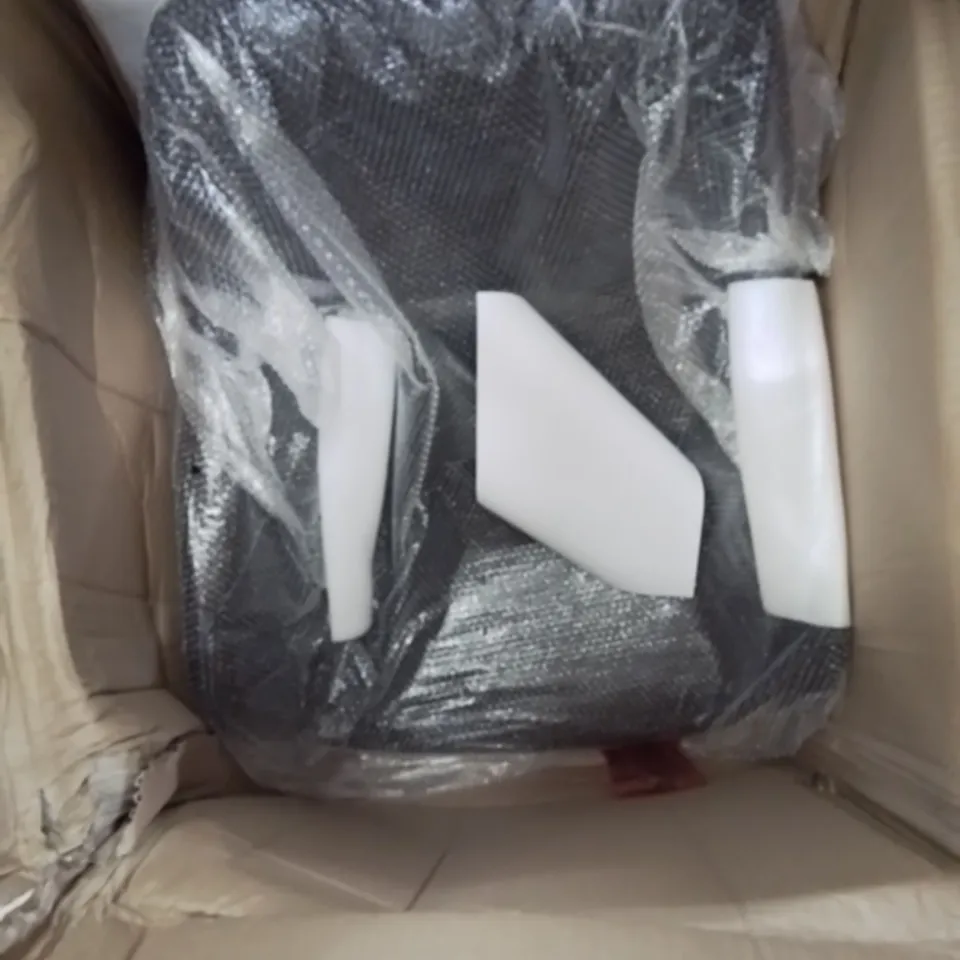 A BOXED PAIR OF BLACK VELVET UPHOLSTERED DINING ROOM CHAIRS 