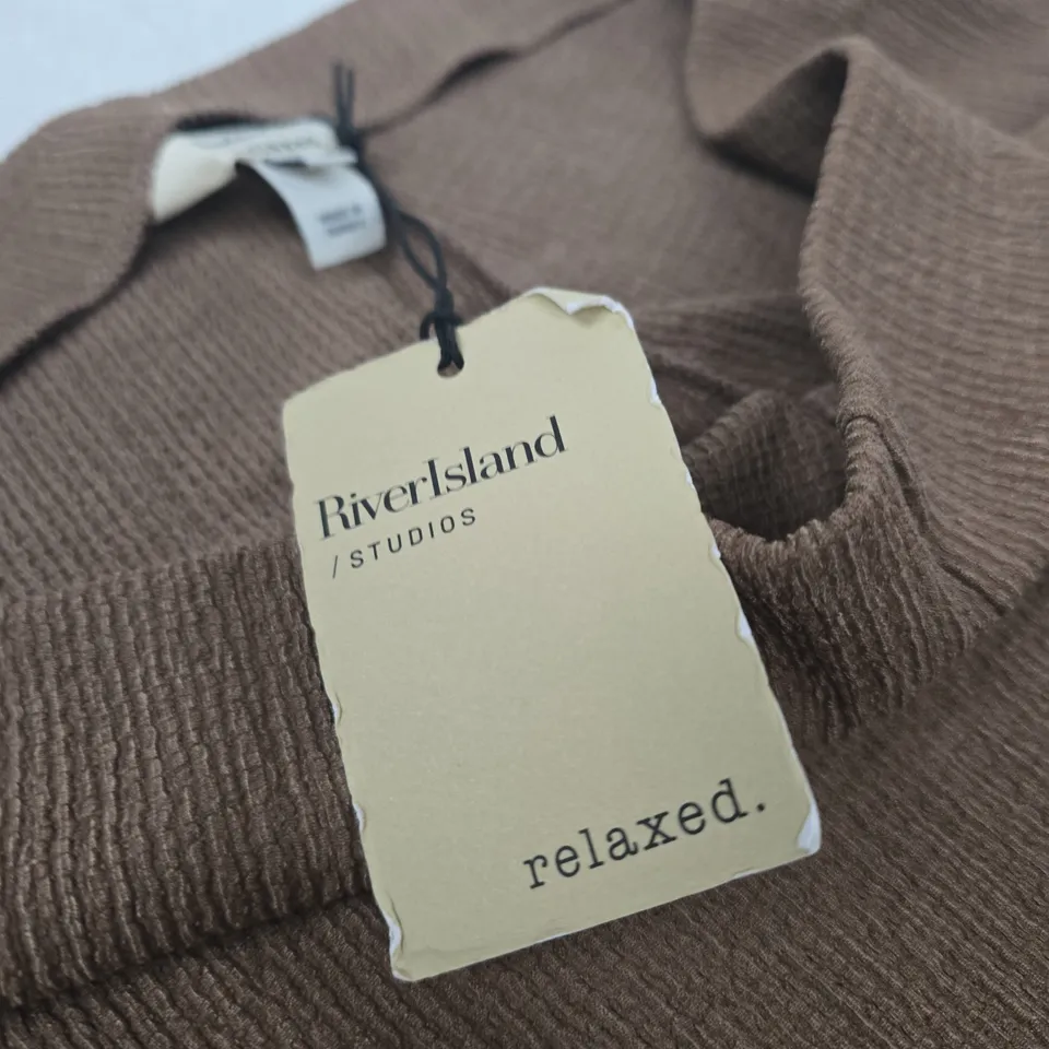 River Island Studios brown ribbed knit trousers – UK M