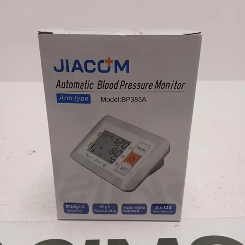 JIACOM AUTOMATIC BLOOD PRESSURE MONITOR – ARM TYPE, MODEL BP385A (BOXED)
