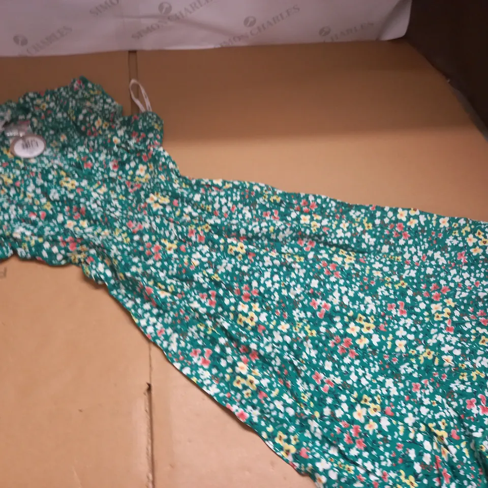 APRICOT DITSY RUFFLE DRESS - UK 10