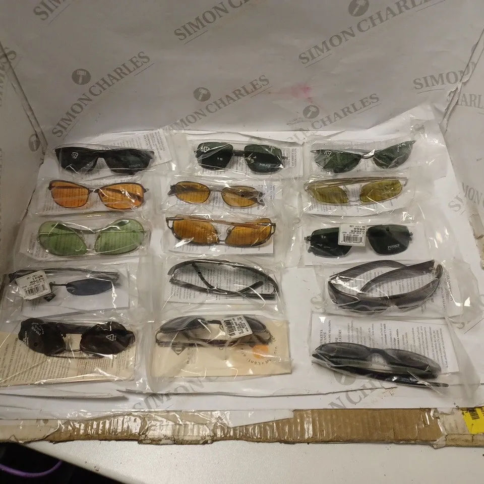 APPROXIMATELY 30 DIFFERENT DIERRE POLICE SUNGLASSES OF DIFFERENT STYLES AND COLOURS