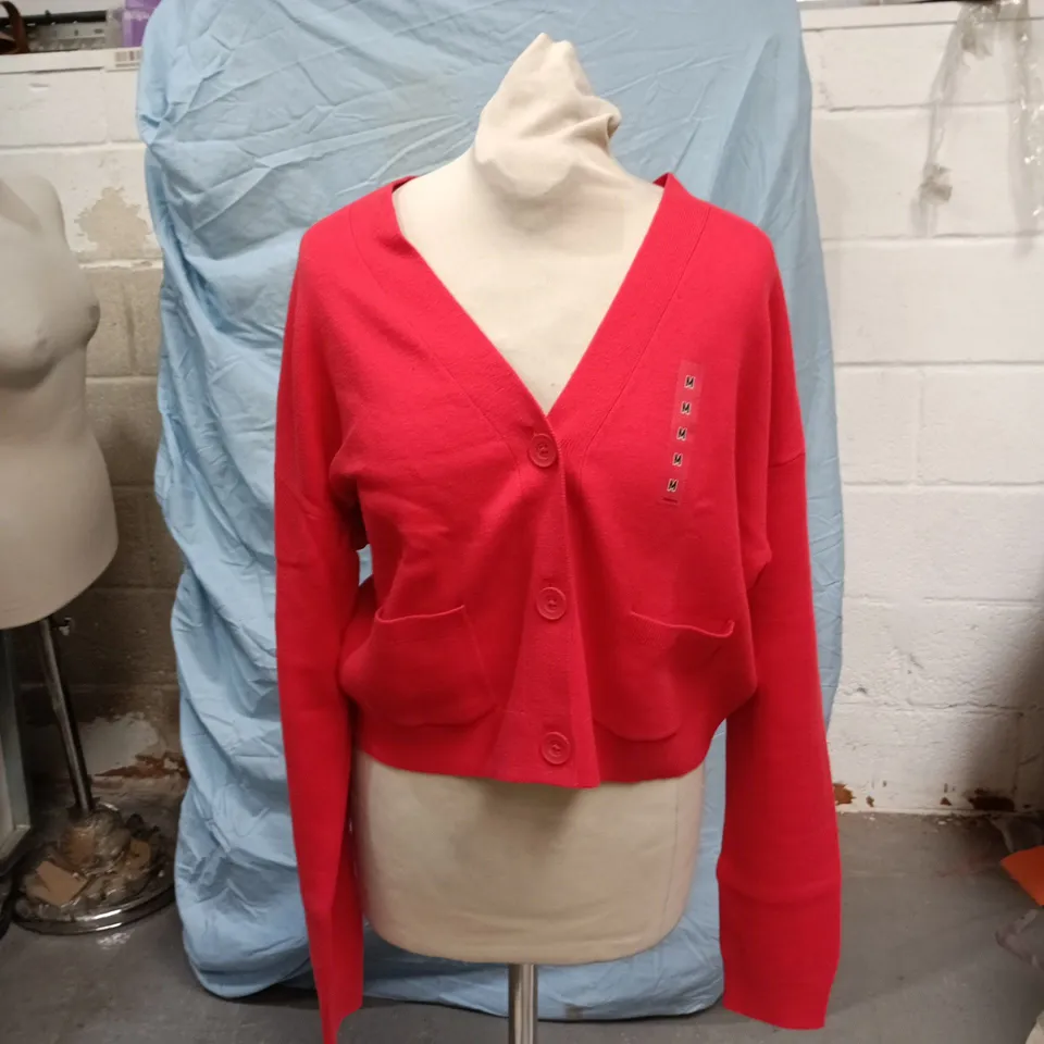 Uniqlo Women's Red Smooth Cotton V-Neck Cardigan – UK 12 (M)