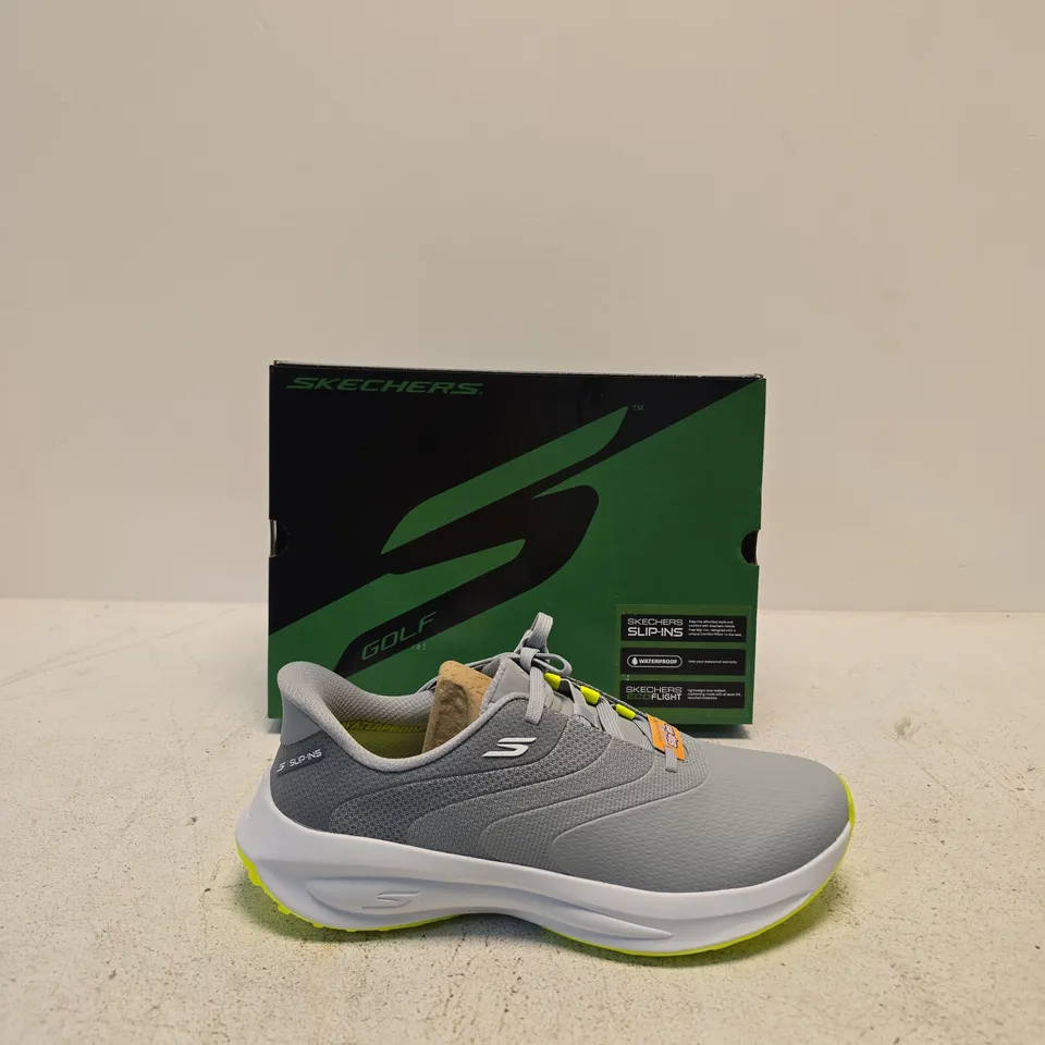 SKECHERS FLOW SLIP-INS GOLF SHOES – GREY/NEON, UK 8.5 (US 9.5)