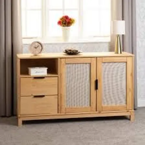 BOXED CORONA RATTAN 2 DOOR 2 DRAWER SIDEBOARD - DISTRESSED WAX PINE (1 BOX)