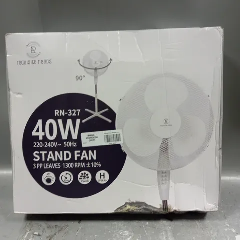 BOXED REQUISITE NEEDS RN-327 40W STAND FAN