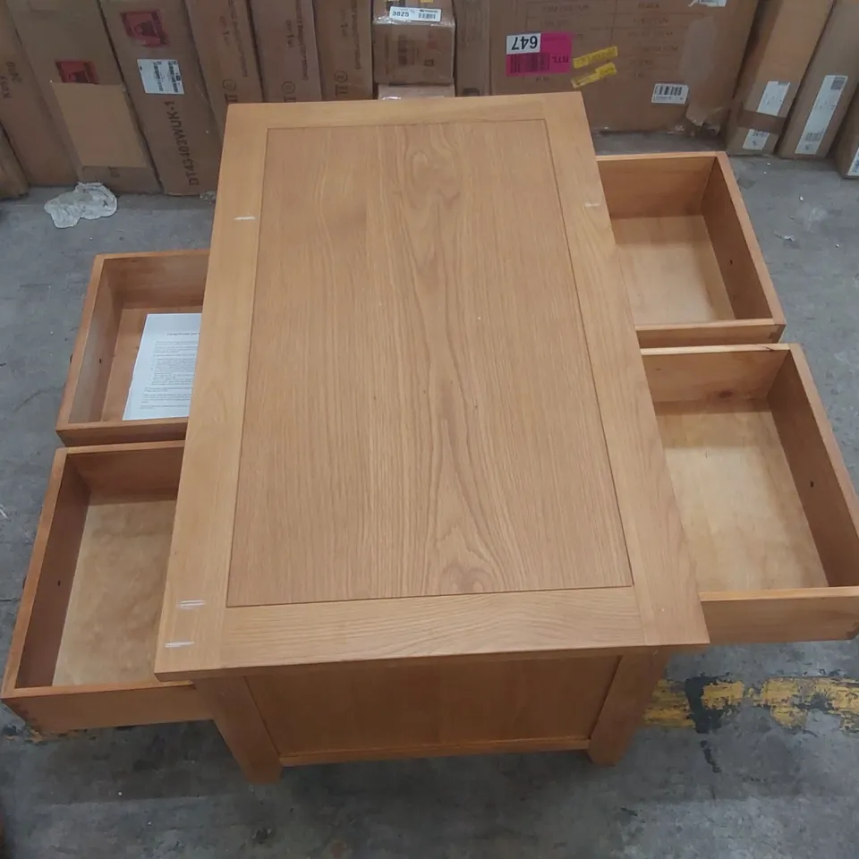 DESIGNER 4-DRAWER SOLID WOOD COFFEE TABLE