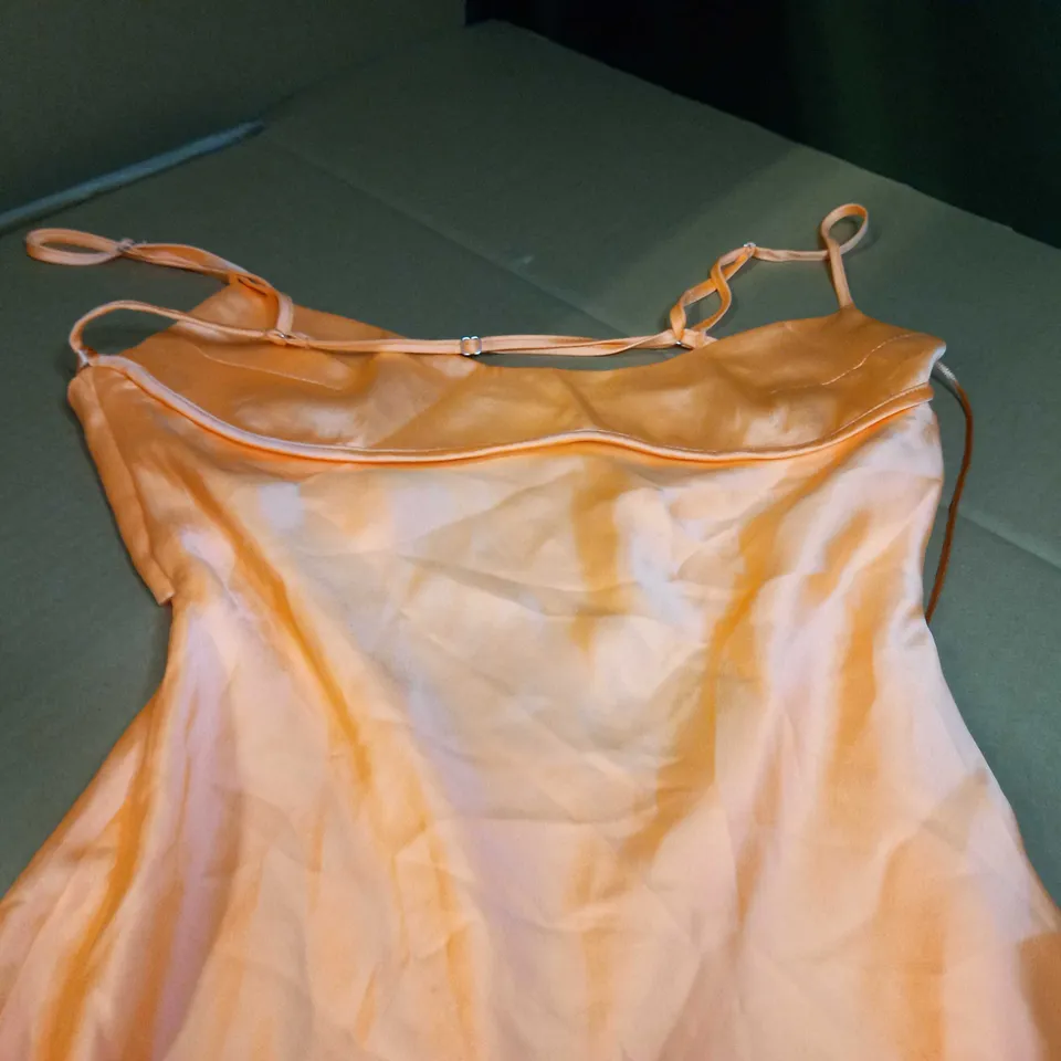 ZARA VIBRANT ORANGE SATIN SLIP DRESS - XS