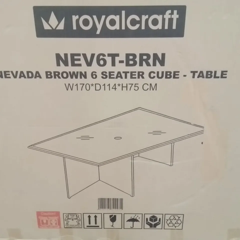BOXED ROYALCRAFT NEVADA BROWN 6 SEATER CUBE - TABLE 