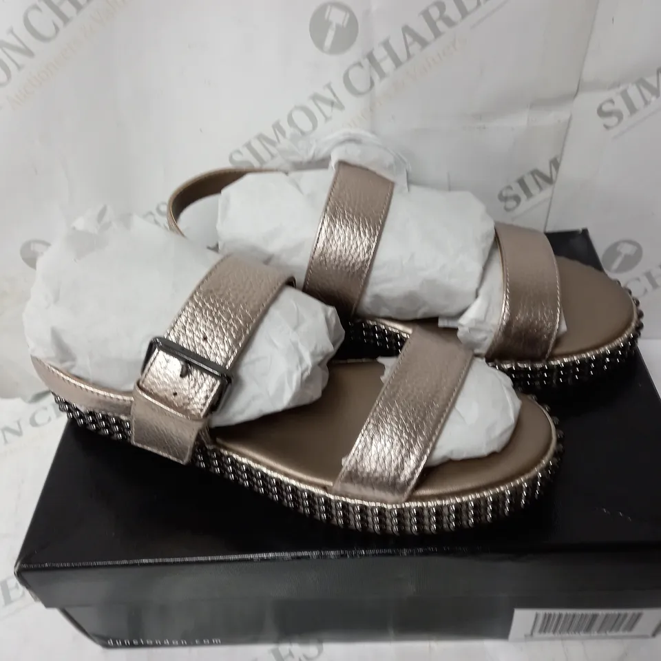 BOXED DUNE LONDON SIZE 4 PEWTER SILVER STUDDED SANDALS 