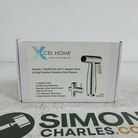 XCEL HOME DOUCHE/SHATTAF SET WITH T-ADAPTER VALVE & DUAL FUNCTION STAINLESS STEEL SHOWER