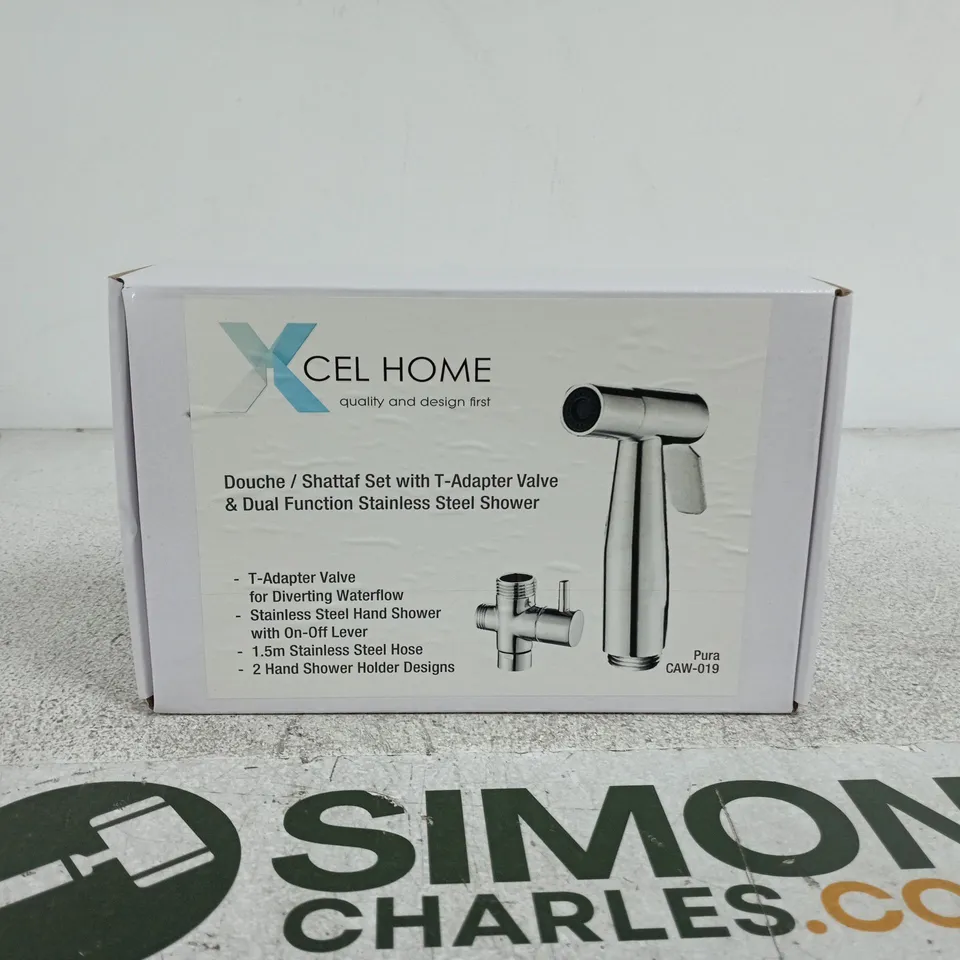 XCEL HOME DOUCHE/SHATTAF SET WITH T-ADAPTER VALVE & DUAL FUNCTION STAINLESS STEEL SHOWER