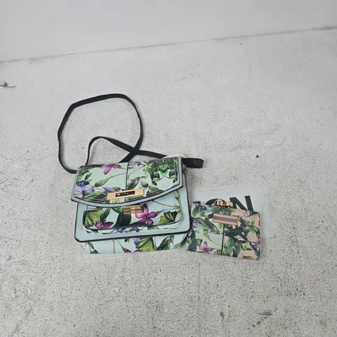 RIVER ISLAND FLORAL PRINT CROSSBODY BAG WITH MATCHING CARDHOLDER
