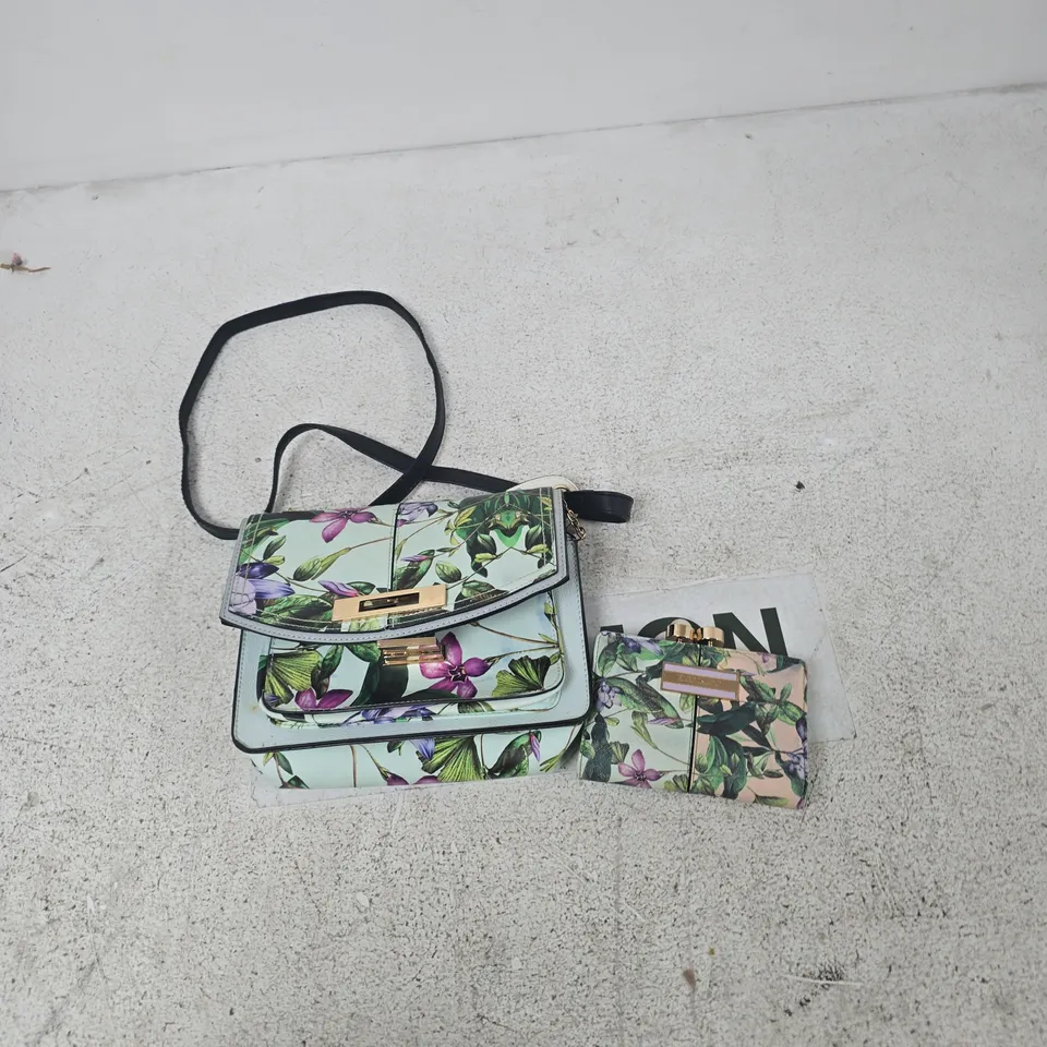 RIVER ISLAND FLORAL PRINT CROSSBODY BAG WITH MATCHING CARDHOLDER