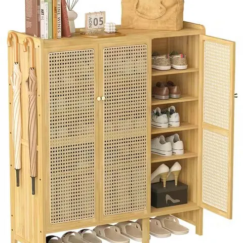 BOXED BAMBOO SHOE CABINET