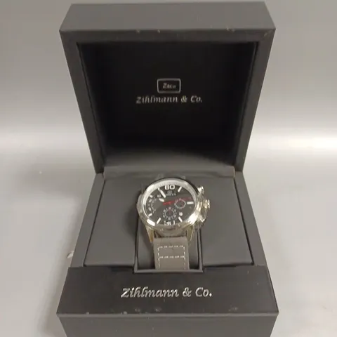 MENS ZIHLMANN & CO WATCH β CHRONOGRAPH MOVEMENT β SILVER COLOUR STAINLESS STEEL STRAP