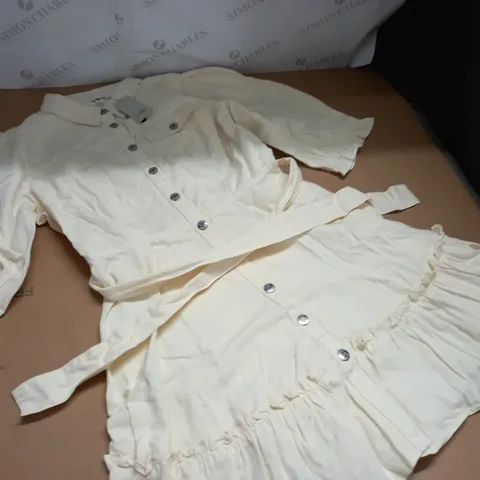 RIVER ISLAND CREAM DENIM DRESS - UK 16