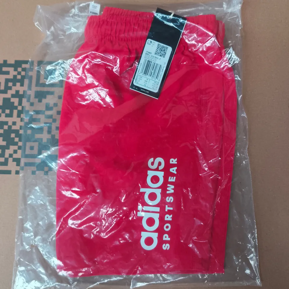 BAGGED ADIDAS KID'S ESSENTIAL LOGO CLX SWIM SHORTS IN RED SIZE 11/12