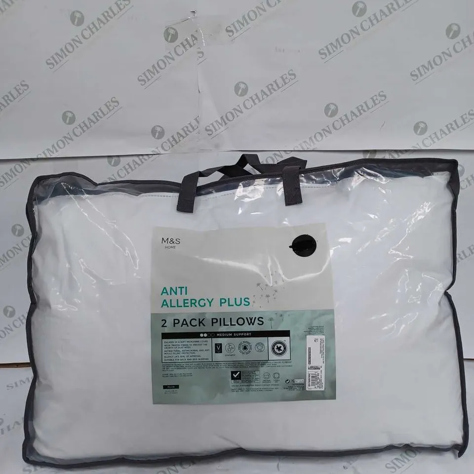 M&S ANTI ALLERGY PLUS 2 PACK OF PILLOWS
