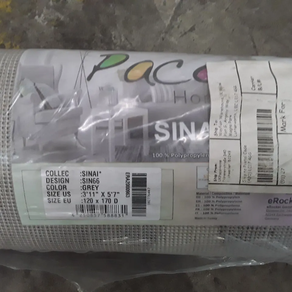 BRAND NEW BAGGED PACO HOME 066 SINAI RUG IN GREY - 170 X 120CM