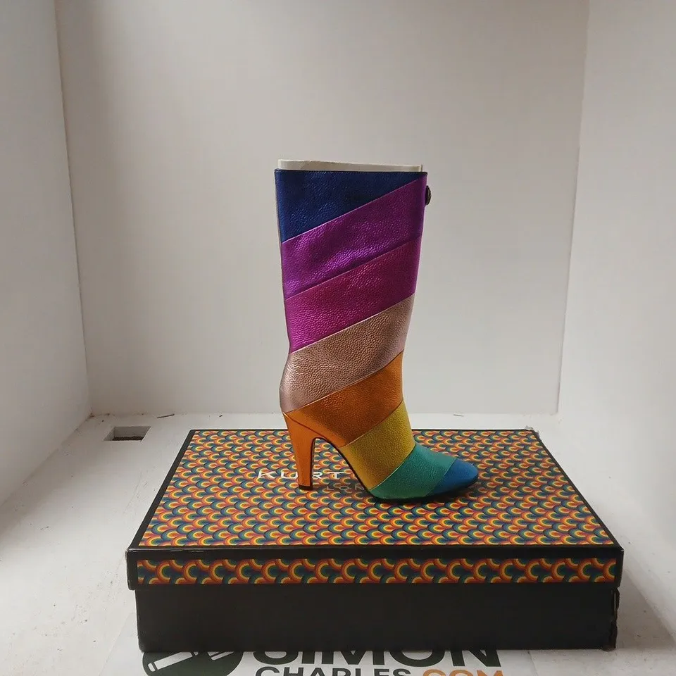 KURT GEIGER LONDON RAINBOW STRIPE KNEE-HIGH BOOTS, UK 3 (EU 36)