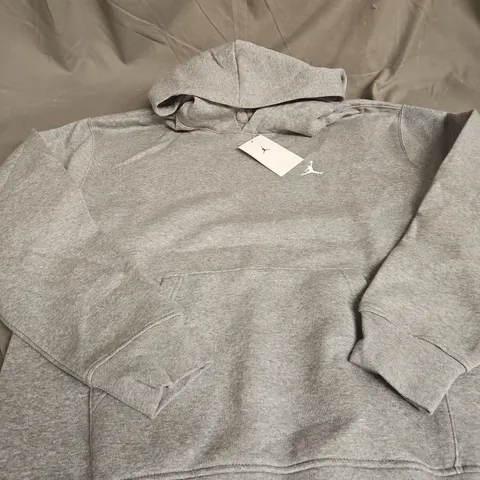 NIKE JORDAN MEN'S GREY HOODIE WITH EMBROIDERED JUMPMAN LOGO SIZE L