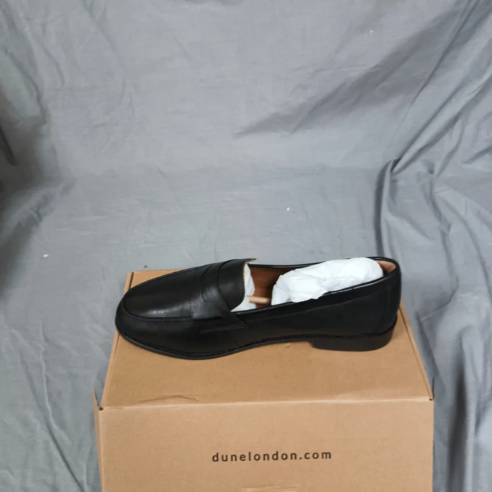 DUNE LONDON BLACK LEATHER PENNY LOAFERS – UK 8 (EU 41)