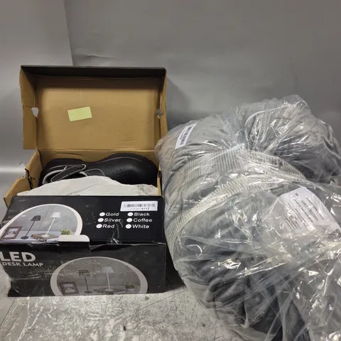 APPROXIMATELY 7 ASSORTED HOUSEHOLD PRODUCTS TO INCLUDE LED DESK LAMP, SHOES, CLOCK ETC