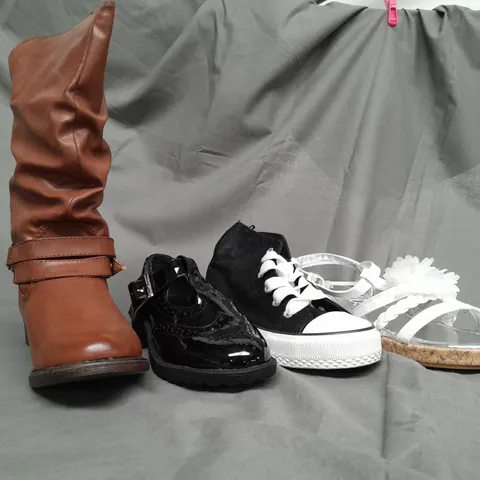 BOX OF APPROX 35 ASSORTED KIDS SHOES IN VARIOUS SIZES & COLOURS