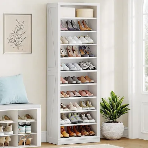 BOXED SHOE STORAGE CABINET, 10 TIERS SHOE RACK CABINET