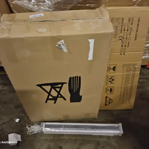 PALLET OF ASSORTED ITEMS TO INCLUDE, DUAL ZONE AIR FRYER, INFLATABLE MATTRESS, TOILET SEAT, CAFE TABLE, BED RAIL GUARD, ROLLER BLINDS.