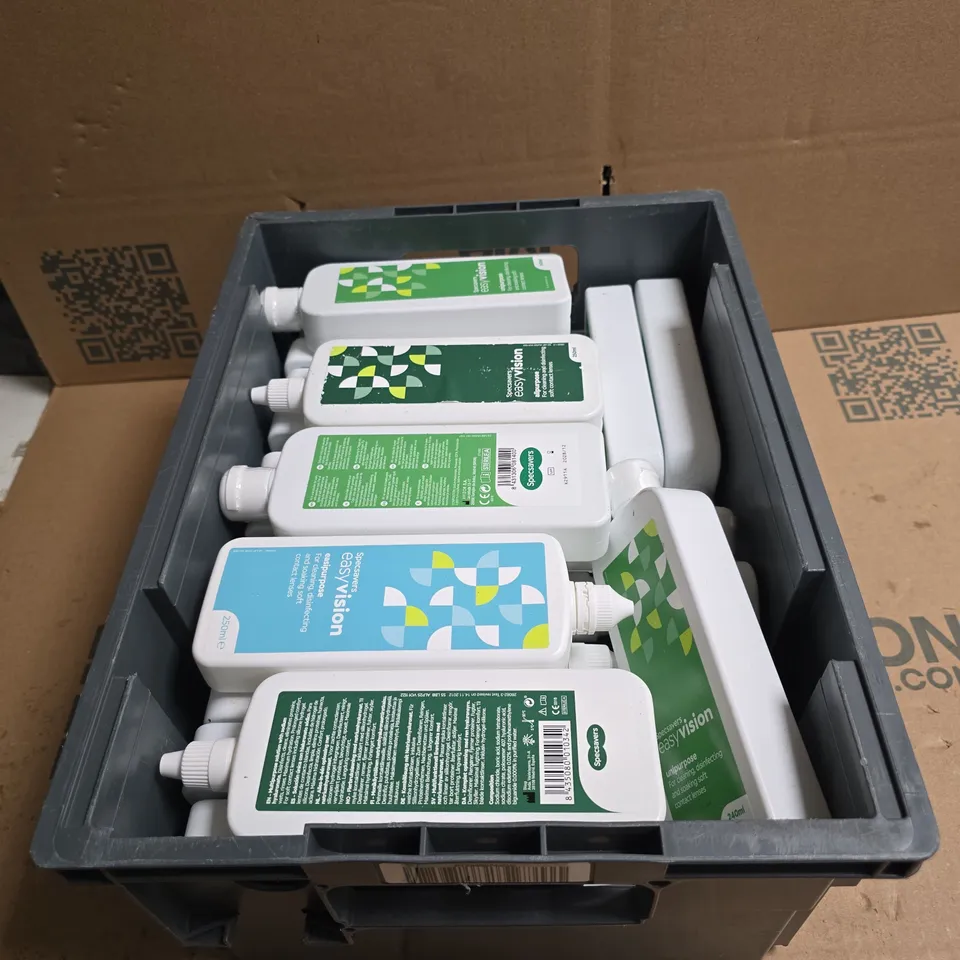 TOTE OF APPROXIMATELY 30 ASSORTED CONTACT LENS CLEANING PRODUCTS