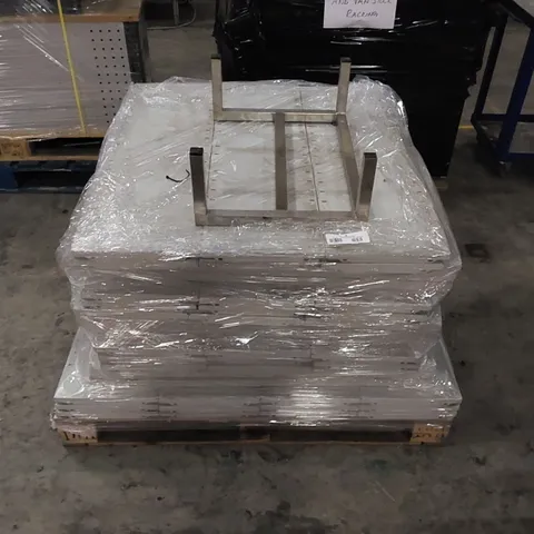 PALLET CONTAINING A LARGE QUANTITY OF METAL SHELVES