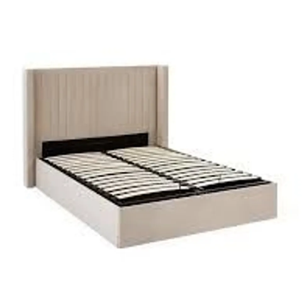 BOXED HAYWOOD KING SIZE END LIFT UP STORAGE OTTOMAN BED - NATURAL (4 BOXES)