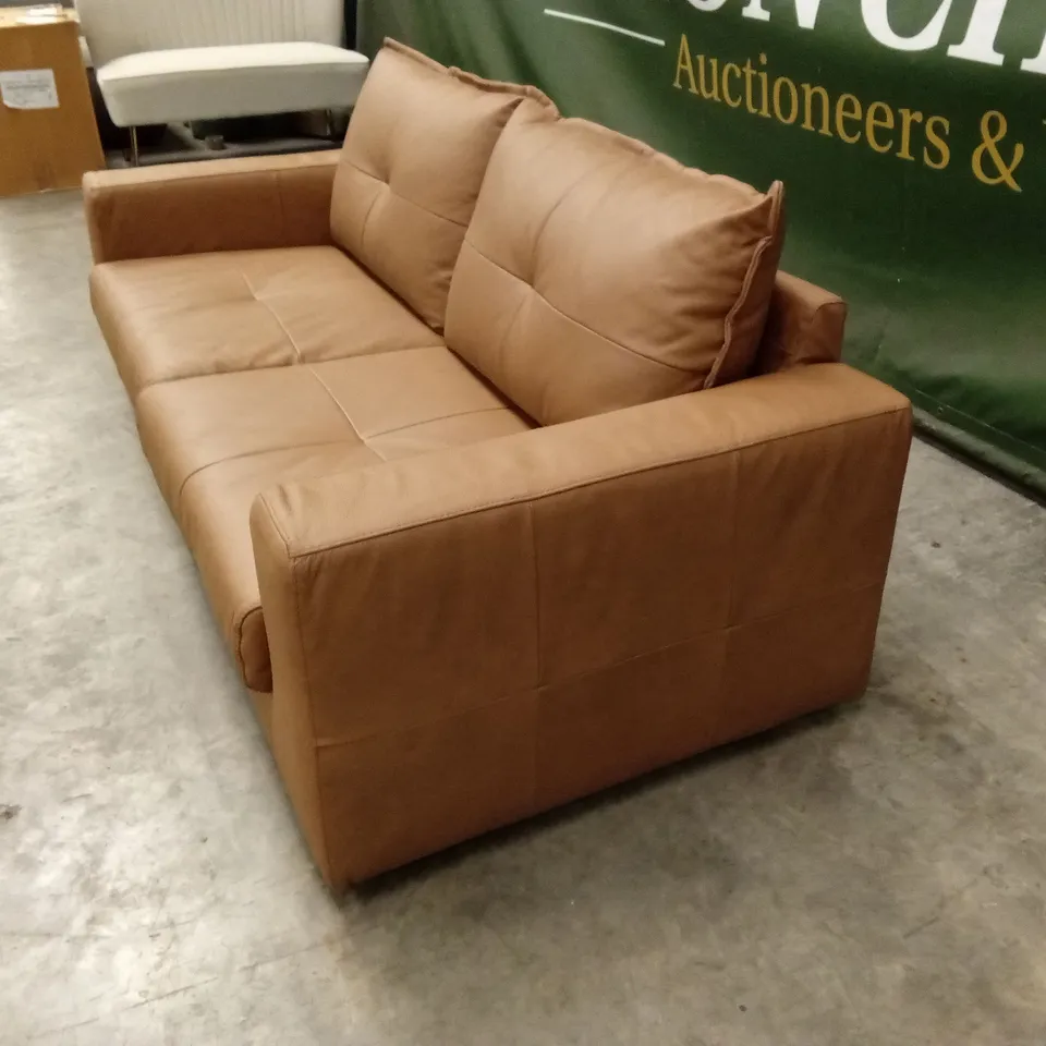 TRIBECA ITALIAN LEATHER 3 SEATER SOFA - TAN RRP £1199