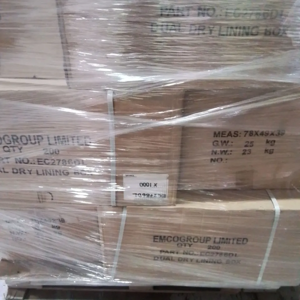 PALLET OF APPROXIMATELY 9 MULTI BOXES OF EMCO DUAL DRY LINING BOX 34MM DEEP - EC 2786DL  - COLLECTION ONLY 