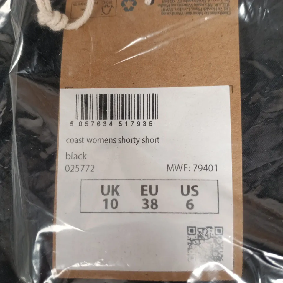 COAST WOMENS SHORTY SHORT, BLACK – UK 10 (EU 38 / US 6)