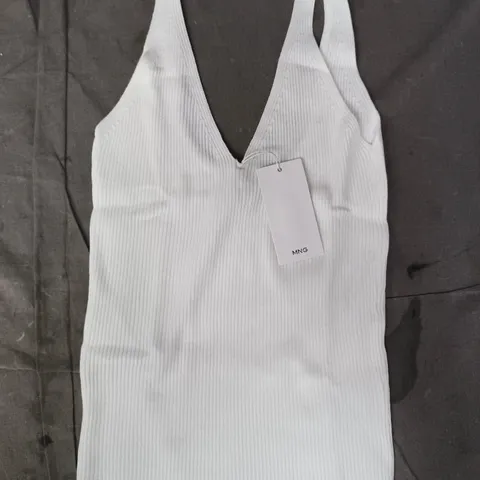 MANGO V-NECK KNIT TOP IN WHITE SIZE UK SMALL